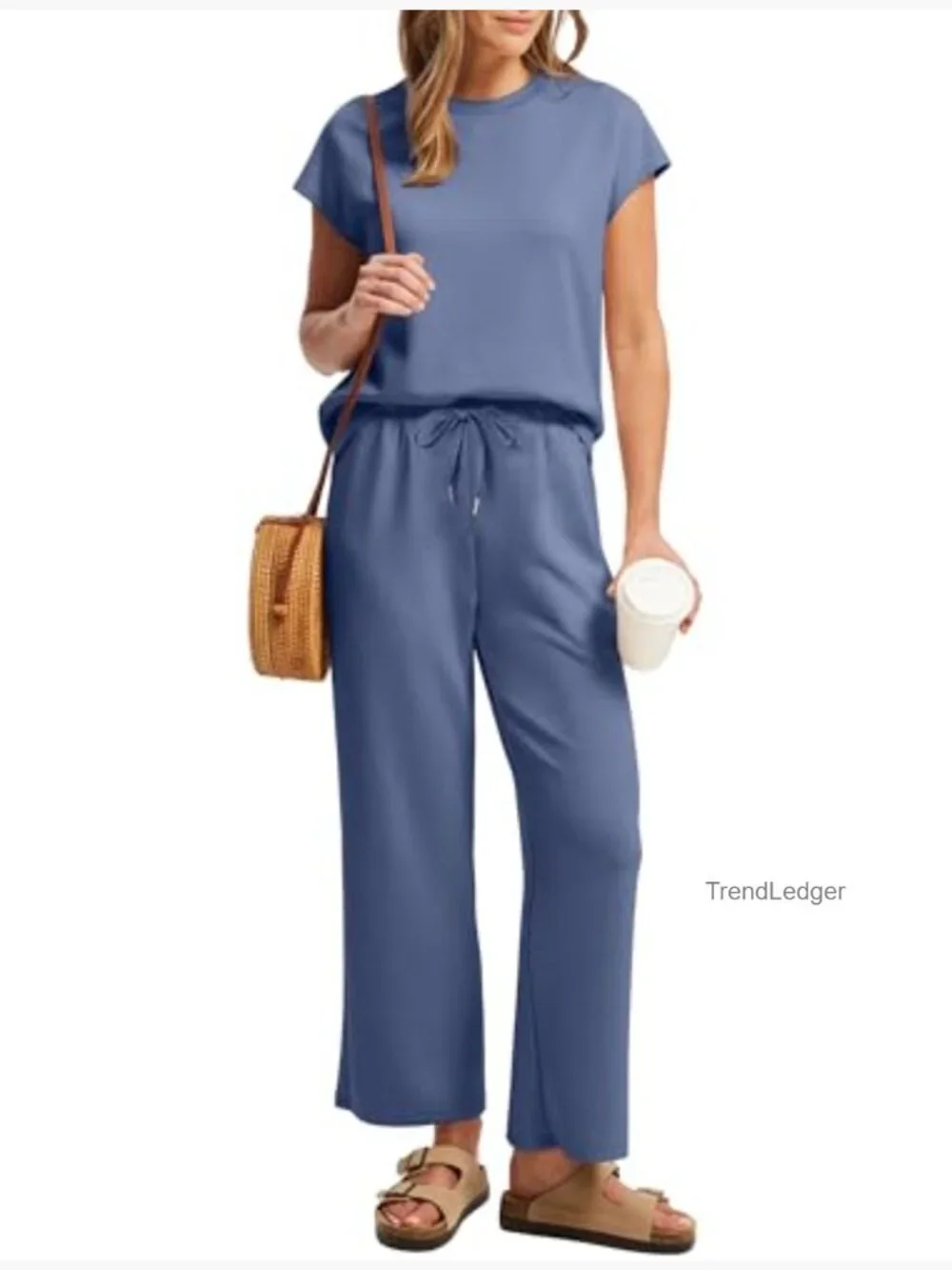 Two Piece Sets for Women Cap Sleeve Lounge Matching Outfits